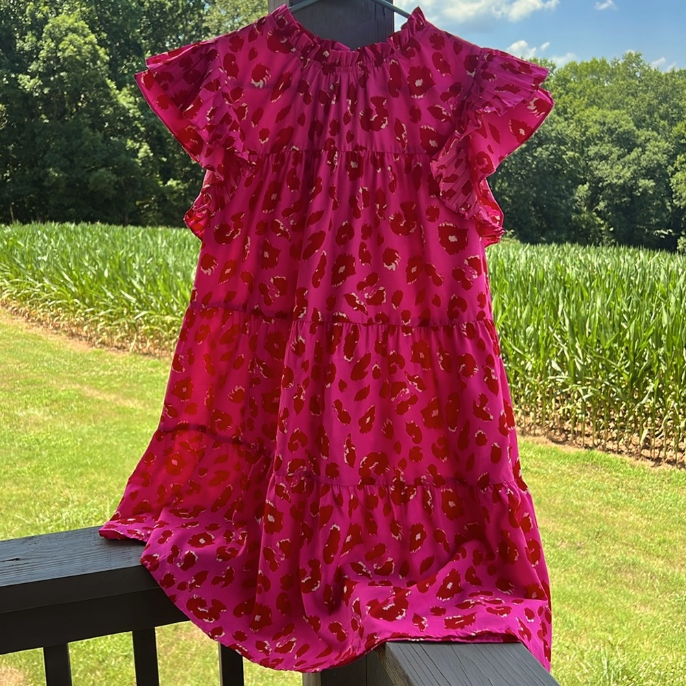 Jodifl Pink and Red Patterned Dress